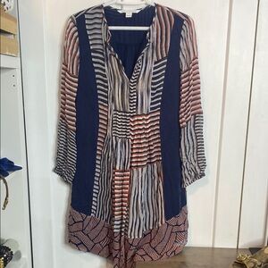 Diane von Furstenberg | Striped and Patterned Long Sleeve Dress- Blue&Red - US8